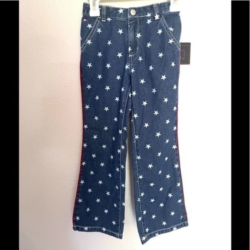 TOMMY HILFIGER star print wide leg patriotic jeans